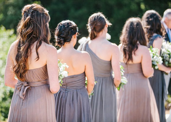 Bridesmaids gowns from behind