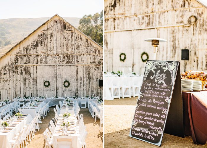 Table setting and details, cayucos creek barn