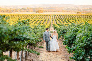 Bride and Groom in the Vineyards at Opolo Winery.