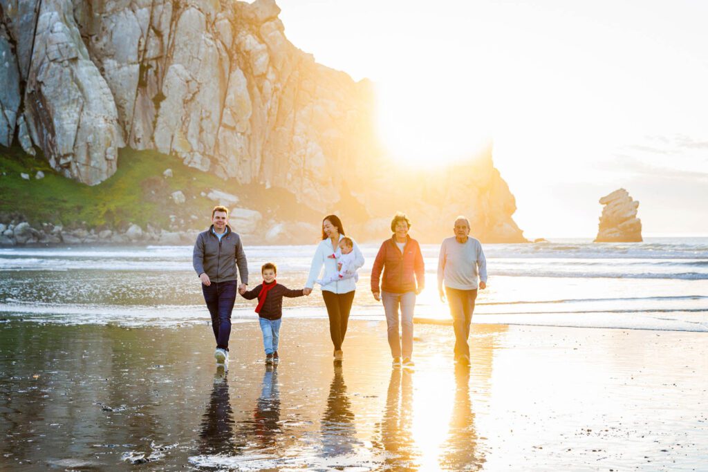 Morro bay family photos during golden hour and low tide