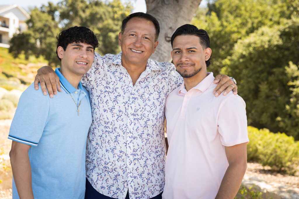 Grandfather with his grandsons during a multi-generational family portrait session in Paso Robles.