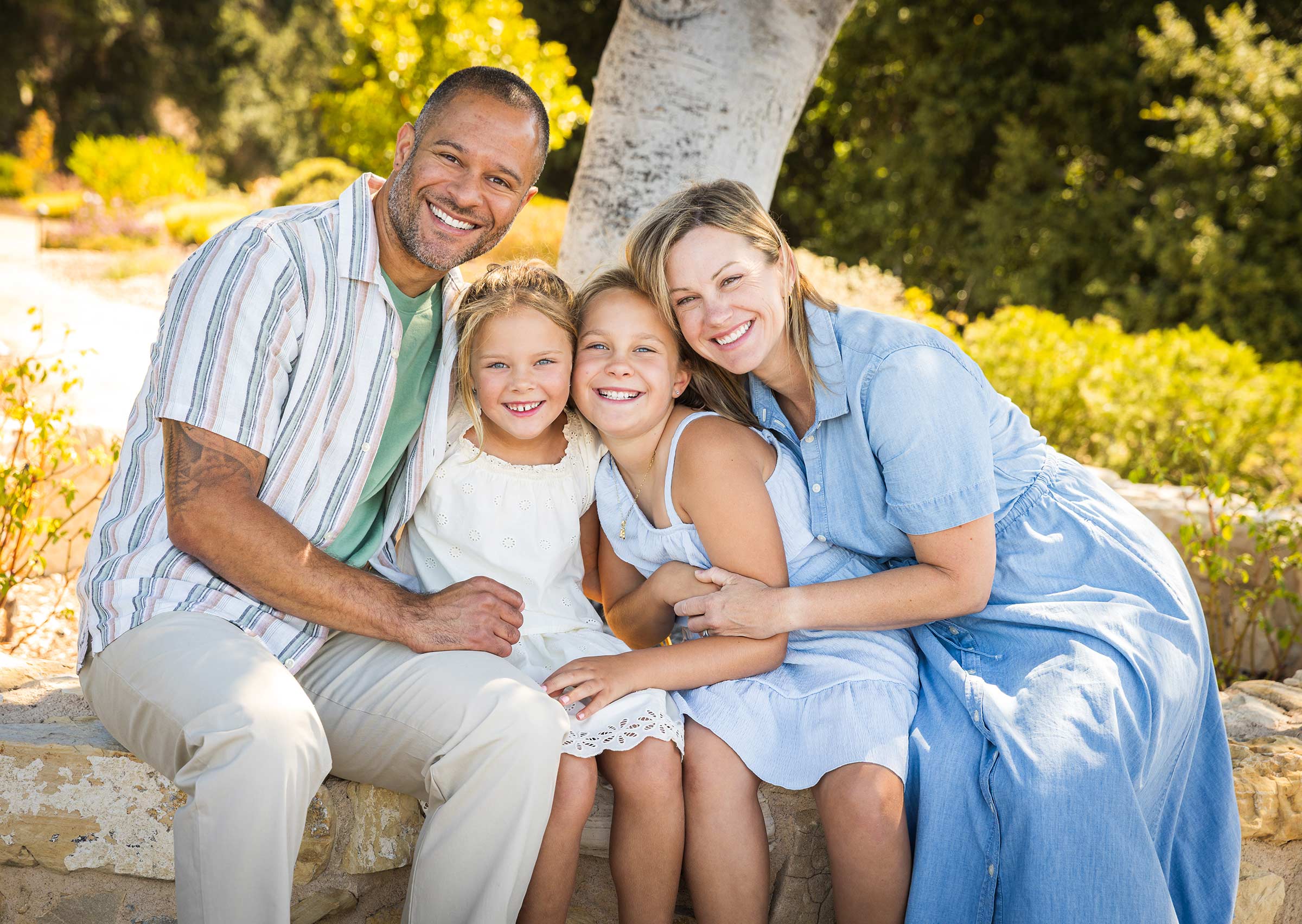 Smiling family during a morning portrait session in Paso Robles wine country